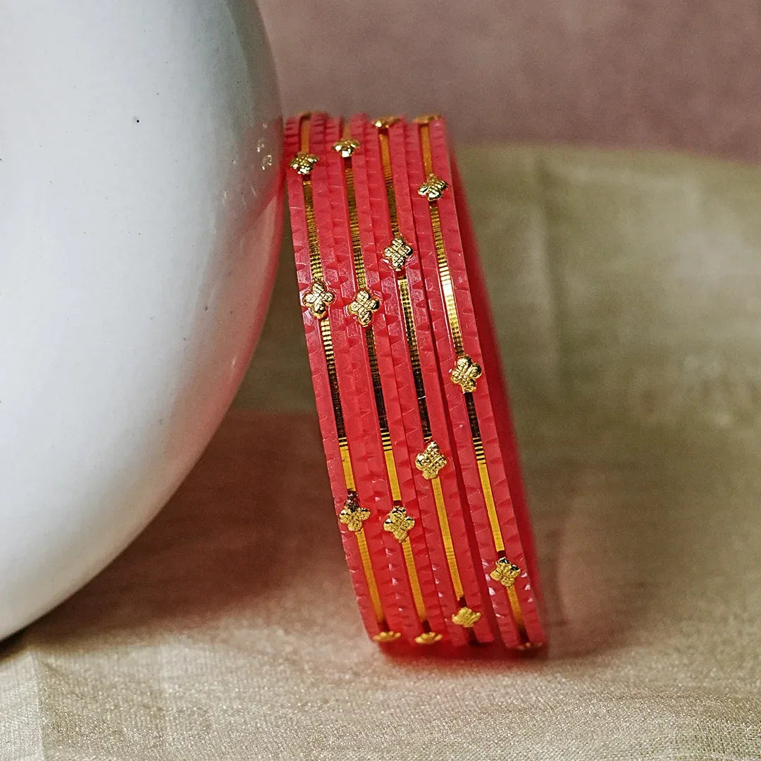 Premium Lightweight Acrylic Kada Bangles for Women (Pack of 4) - The Golden Cascade